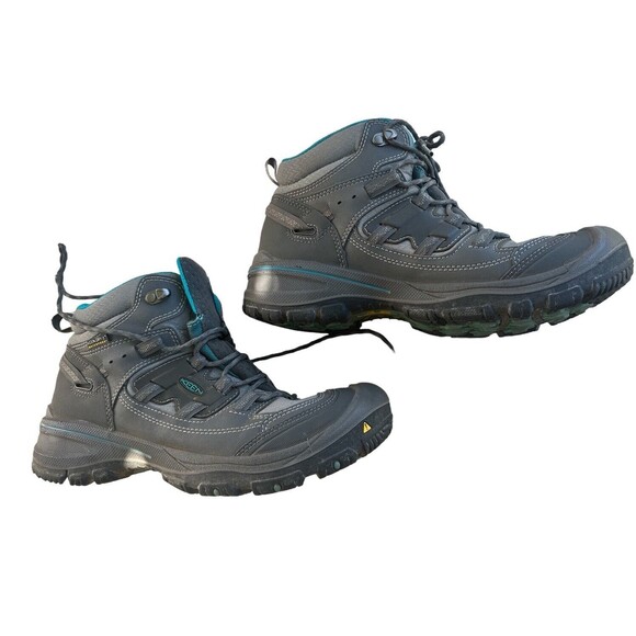 KEEN Steens Mid WaterprSteel Gray / Ocean Wave woman's Size 8 unisex hiking boot - Picture 2 of 12